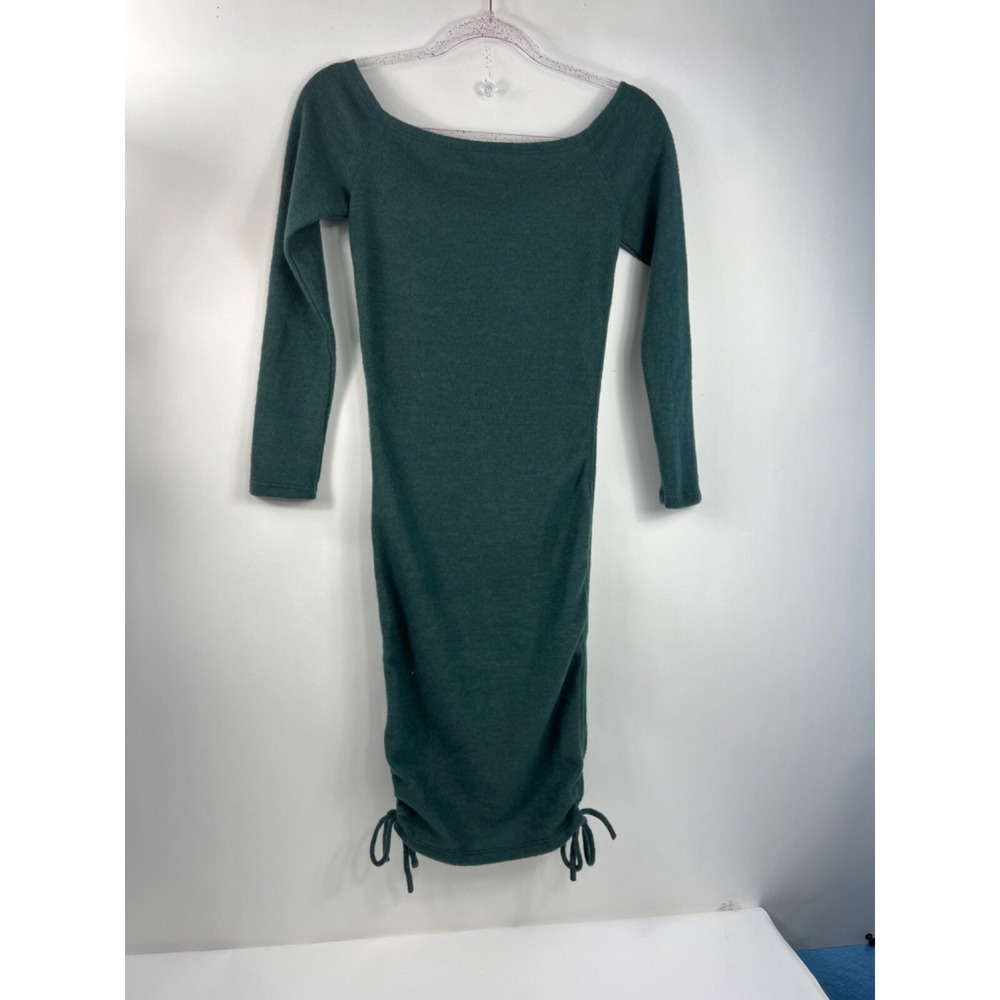 Maverick Sweater Dress Women's Small Olive‎ Green Long Sleeve Off The Shoulder